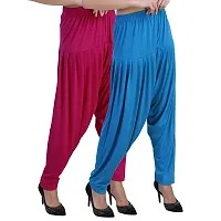Casuals Women's Viscose Patiyala/Patiala Pants Combo 2(Deep Rani and Turquoiese Blue; X-Large)-thumb1