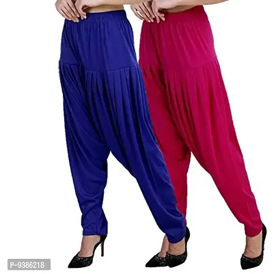 Casuals Women's Viscose Patiala Pants Combo Pack Of 2 (RoyalBlue and Deep Rani ; XL)