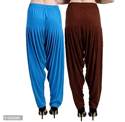 Casuals Women's Viscose Patiala Pants Combo Pack Of 2 (Cyan and Purple ; L)-thumb4