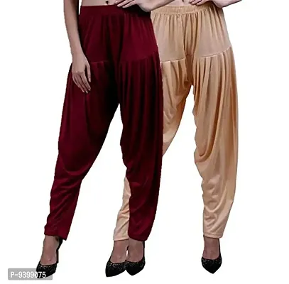 Casuals Women's Viscose Patiala Pants Combo Pack Of 2 (Multicolored)-thumb3