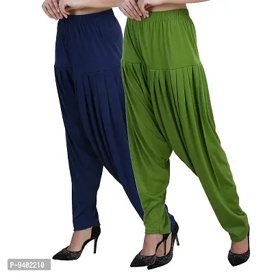 Casuals Women's Viscose Patiyala/Patiala Pants Combo 2(Navy Blue and Pista Green; XX-Large)