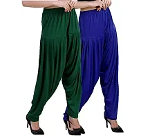 Casuals Women's Viscose Patiala Pants Combo Pack Of 2 (DarkGreen and Royal Blue ; XL)-thumb1