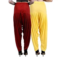 Casuals Women's Viscose Patiala Pants Combo Pack Of 2 (RedMaroon and Yellow ; 3XL)-thumb3