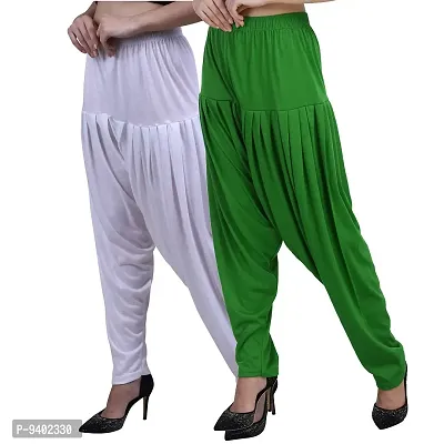 Casuals Women's Viscose Patiyala/Patiala Pants Combo 2(White and M.P.Green; XXX-Large)