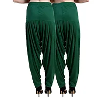 Casuals Women's Viscose Patiala Pants Combo Pack Of 2 (DarkGreen and Pakistan Green ; XL)-thumb3