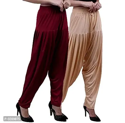 Casuals Women's Viscose Patiala Pants Combo Pack Of 2 (Multicolored)-thumb2