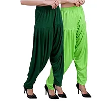 Casuals Women's Viscose Patiala Pants Combo Pack Of 2 (DarkGreen and Parret Green ; L)-thumb1