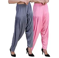 Casuals Women's Viscose Patiala Pants Combo Pack Of 2 (SteelGrey and Baby Pink ; 2XL)-thumb1