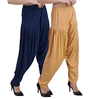 Casuals Women's Viscose Patiyala/Patiala Pants Combo 2(Navy Blue and Dark Skin; X-Large)-thumb1