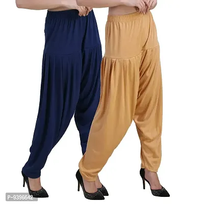 Casuals Women's Viscose Patiyala/Patiala Pants Combo 2(Navy Blue and Dark Skin; X-Large)-thumb2