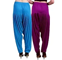 Casuals Women's Viscose Patiala Pants Combo Pack Of 2 (Cyan and M.Rose ; XL)-thumb3