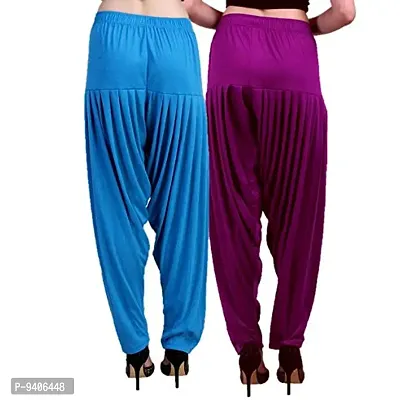 Casuals Women's Viscose Patiala Pants Combo Pack Of 2 (Cyan and M.Rose ; XL)-thumb4