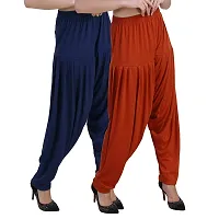 Casuals Women's Viscose Patiyala/Patiala Pants Combo Pack Of 2(Navy Blue and Rust; X-Large)-thumb1