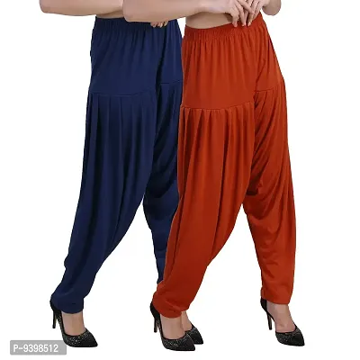 Casuals Women's Viscose Patiyala/Patiala Pants Combo Pack Of 2(Navy Blue and Rust; X-Large)-thumb2