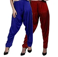 Casuals Women's Viscose Patiala Pants Combo Pack Of 2 (RoyalBlue and Red Maroon ; XL)-thumb2