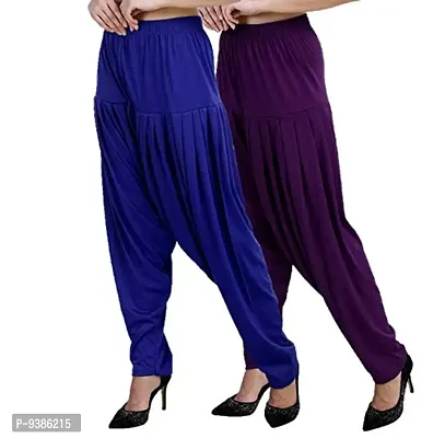 Casuals Women's Viscose Patiala Pants Combo Pack Of 2 (Multicolored)-thumb0