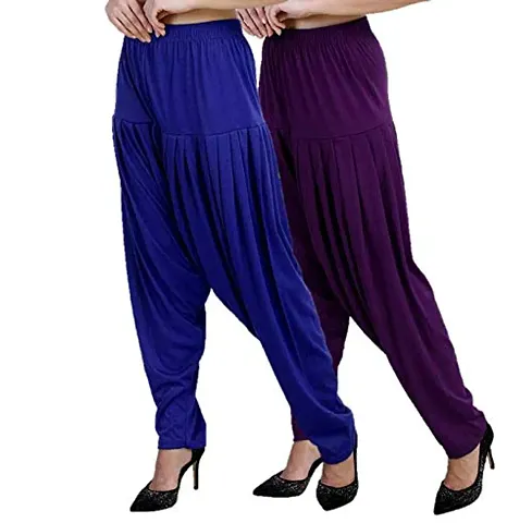 Casuals Women's Viscose Patiala Pants Combo Pack Of 2 (Multicolored)