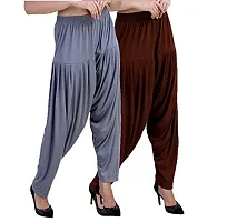 Casuals Women's Viscose Patiala Pants Combo Pack Of 2 (SteelGrey and Coffy Brown ; 2XL)-thumb1