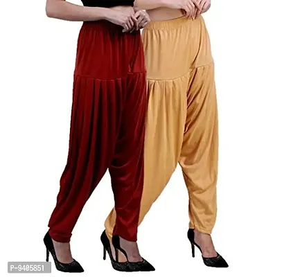 Casuals Women's Viscose Patiala Pants Combo Pack Of 2(Multicolored)-thumb2