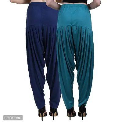 Casuals Women's Viscose Patiyala/Patiala Pants Combo 2(Navy Blue and Peacock Blue; X-Large)-thumb3