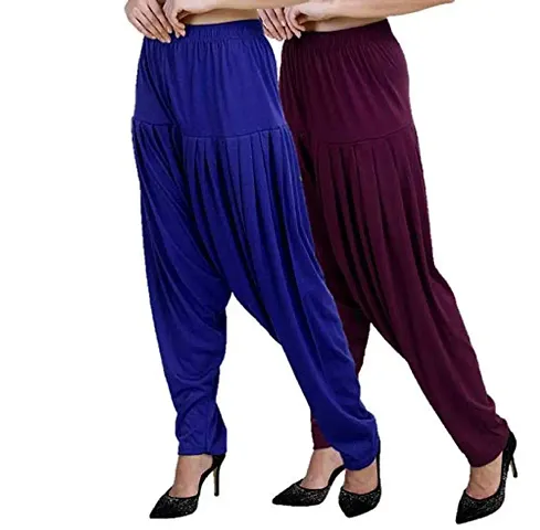 Stylish Viscose Solid Patiala Pant for Women Pack of 2