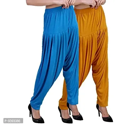 Casuals Women's Viscose Patiala Pants Combo Pack Of 2 (Multicolored)-thumb2