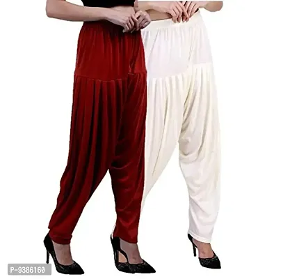 Casuals Women's Viscose Patiala Pants Combo Pack Of 2 (Multicolored)-thumb2