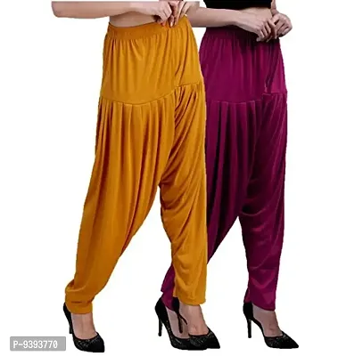 Casuals Women's Viscose Patiala Pants Combo Pack Of 2 (Multicolored)-thumb2