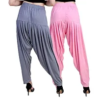 Casuals Women's Viscose Patiala Pants Combo Pack Of 2 (SteelGrey and Baby Pink ; 2XL)-thumb3