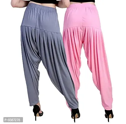 Casuals Women's Viscose Patiala Pants Combo Pack Of 2 (SteelGrey and Baby Pink ; 2XL)-thumb4