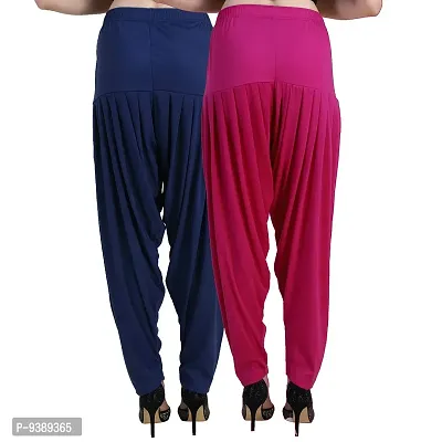 Casuals Women's Viscose Patiyala/Patiala Pants Combo 2 (Navy Blue and Multi-Coloured)-thumb3