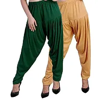 Casuals Women's Viscose Patiala Pants Combo Pack Of 2 (DarkGreen and Dark skin ; XL)-thumb2