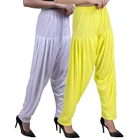 Casuals Women's Viscose Patiyala/Patiala Pants Combo 2 (White and Lemon Yellow; X-Large)-thumb2