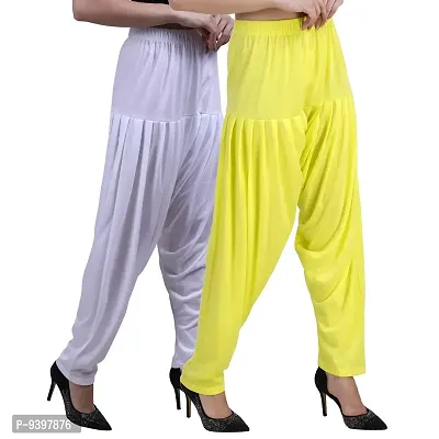 Casuals Women's Viscose Patiyala/Patiala Pants Combo 2 (White and Lemon Yellow; X-Large)-thumb3