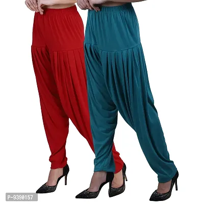 Casuals Women's Viscose Patiyala/Patiala Pants Combo Pack Of 2(Multi-Coloured)