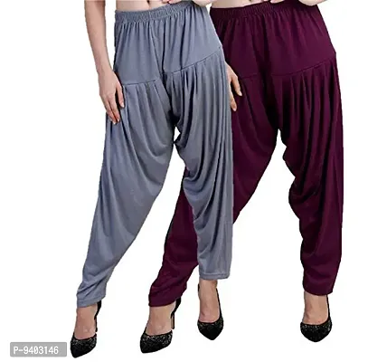 Casuals Women's Viscose Patiala Pants Combo Pack Of 2 (Multicolored)-thumb3