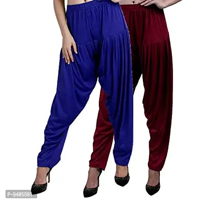 Casuals Women's Viscose Patiala Pants Combo Pack Of 2 (Multicolored)-thumb3