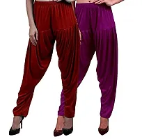Casuals Women's Viscose Patiala Pants Combo Pack Of 2 (RedMaroon and M.Rose ; 3XL)-thumb2