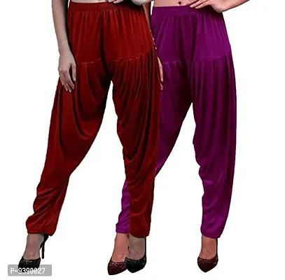 Casuals Women's Viscose Patiala Pants Combo Pack Of 2 (RedMaroon and M.Rose ; 3XL)-thumb3