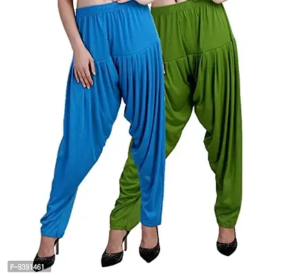 Casuals Women's Viscose Patiala Pants Combo Pack Of 2 (Cyan and Pista Green ; L)-thumb3