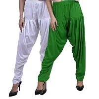Casuals Women's Viscose Patiyala/Patiala Pants Combo 2(White and M.P.Green; XXX-Large)-thumb1