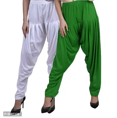 Casuals Women's Viscose Patiyala/Patiala Pants Combo 2(White and M.P.Green; XXX-Large)-thumb2