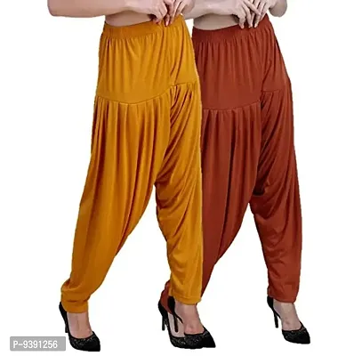 Casuals Women's Viscose Patiala Pants Combo Pack Of 2 (Multicolored)-thumb2