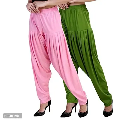 Casuals Women's Viscose Patiala Pants Combo Pack Of 2 (BabyPink and Pista Green ; 2XL)