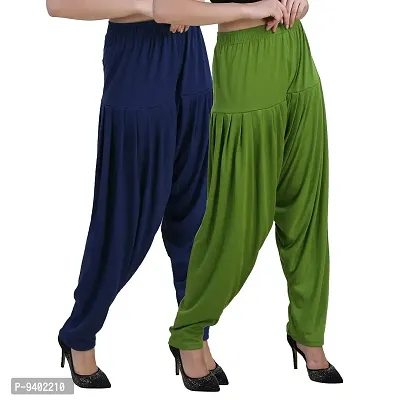 Casuals Women's Viscose Patiyala/Patiala Pants Combo 2(Navy Blue and Pista Green; XX-Large)-thumb2