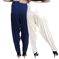 Casuals Women's Viscose Patiyala/Patiala Pants Combo 2 (Navy Blue and Multi-Coloured)-thumb2