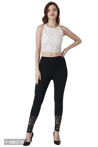 Plain Lycra Cotton Ladies Black Casual Legging, Size: S, M, L, XL