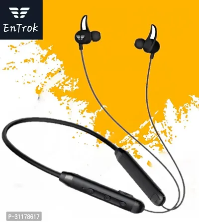 ENTROK NB-70 Wireless Neckband with Stereo Type-C Fast Charge  Bass Boost Bluetooth Headset  (Black, In the Ear)