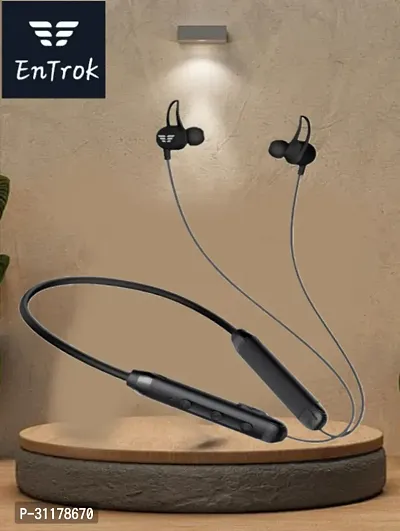 ENTROK NB-70 Wireless Neckband with Stereo Type-C Fast Charge  Bass Boost Bluetooth Headset  (Black, In the Ear)