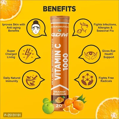 GDM Natural  Vitamin C 1000  (Vitamin C  Zinc) - Orange Flavor (Pack of 1)-thumb3